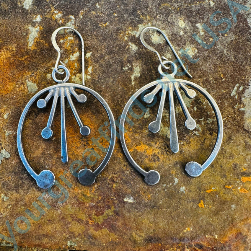 Navajo Sterling Silver Hand Hammered Naja Pierced Earrings Earrings