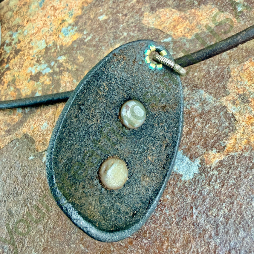 Navajo Sterling Silver Hawk’s Eye & Leather Necklace necklace