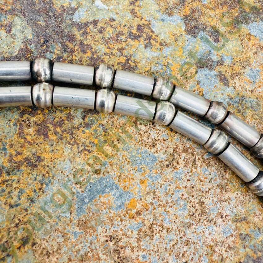 Navajo Sterling Silver Hogan & Tube Bead Necklace 19.5’’ necklace