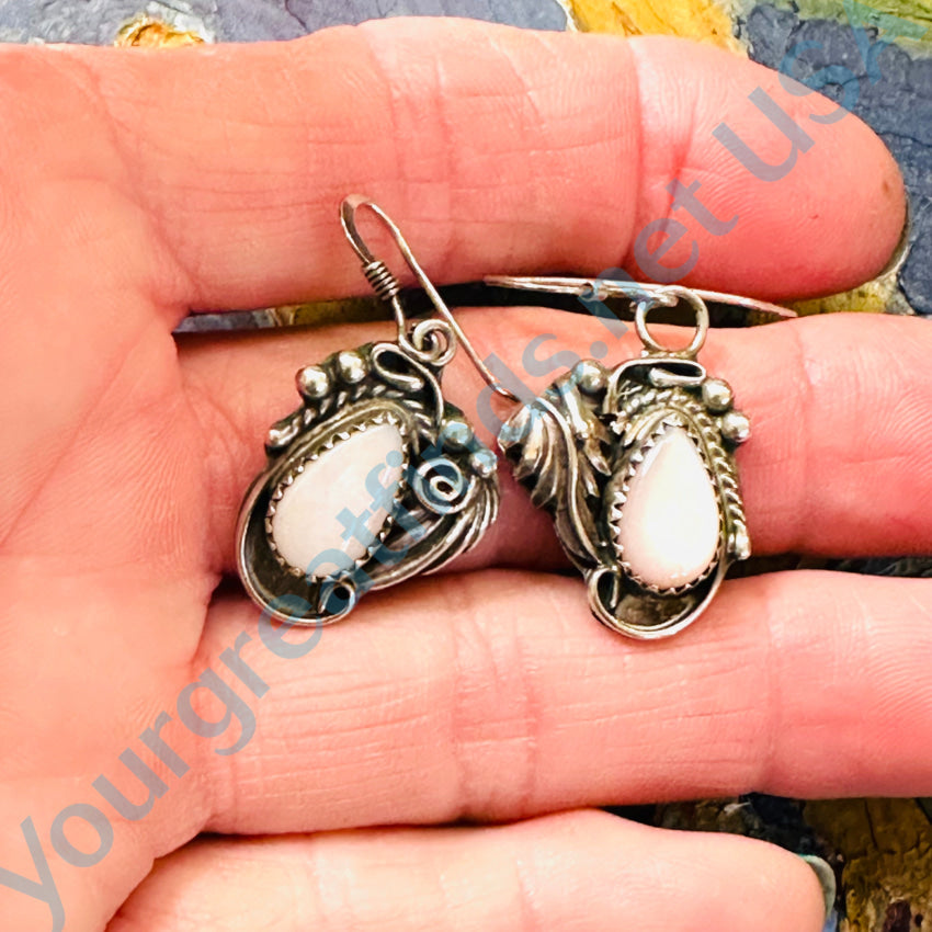 Navajo Sterling Silver & Mother-Of-Pearl Pierced Earrings Earrings