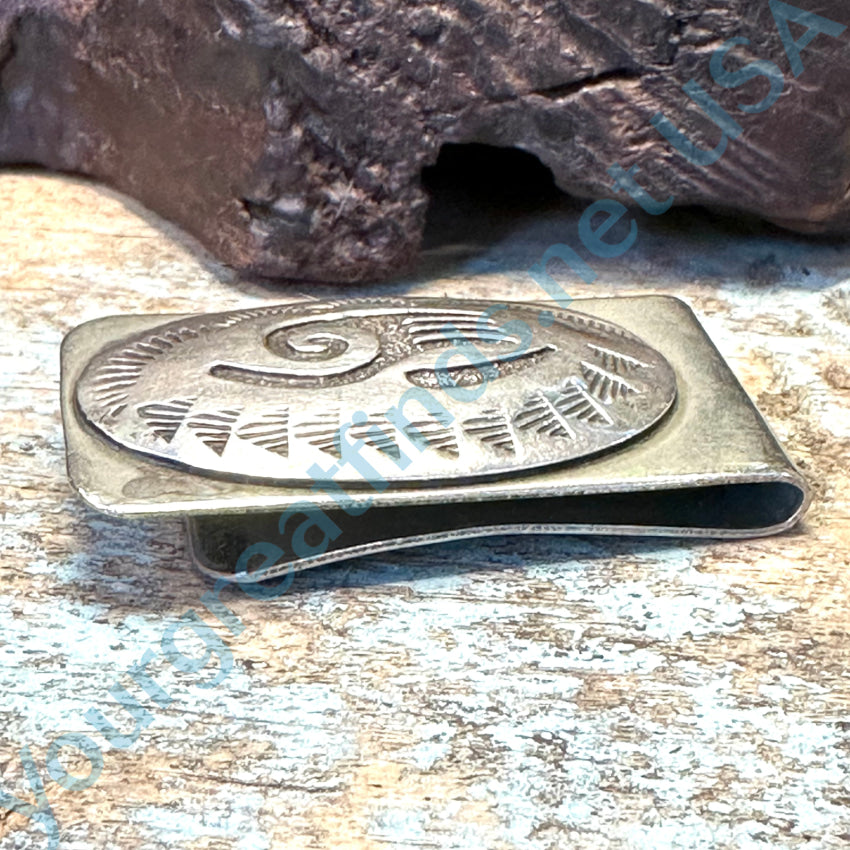 Navajo Sterling Silver Overlay Design Money Clip Gibson Gene
