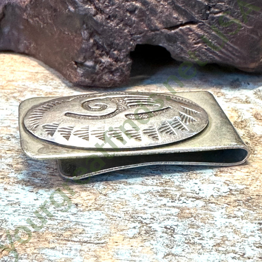 Navajo Sterling Silver Overlay Design Money Clip Gibson Gene