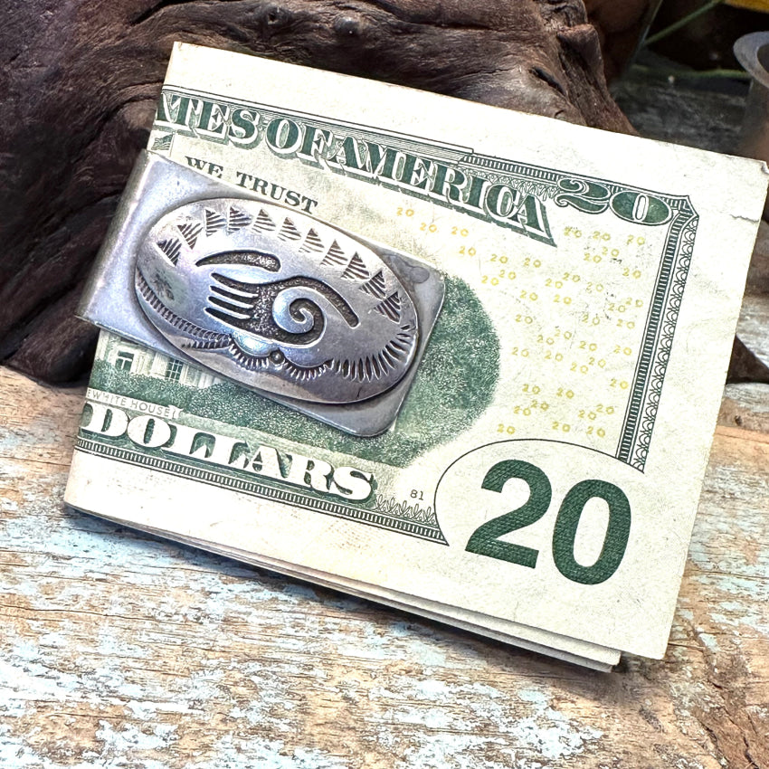 Navajo Sterling Silver Overlay Design Money Clip Gibson Gene