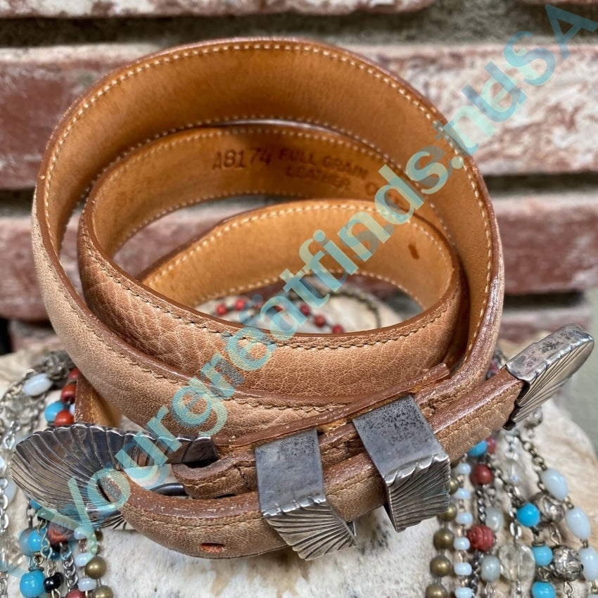 Navajo Sterling Silver Ranger Buckle Set Cole Haan Leather Belt Yourgreatfinds