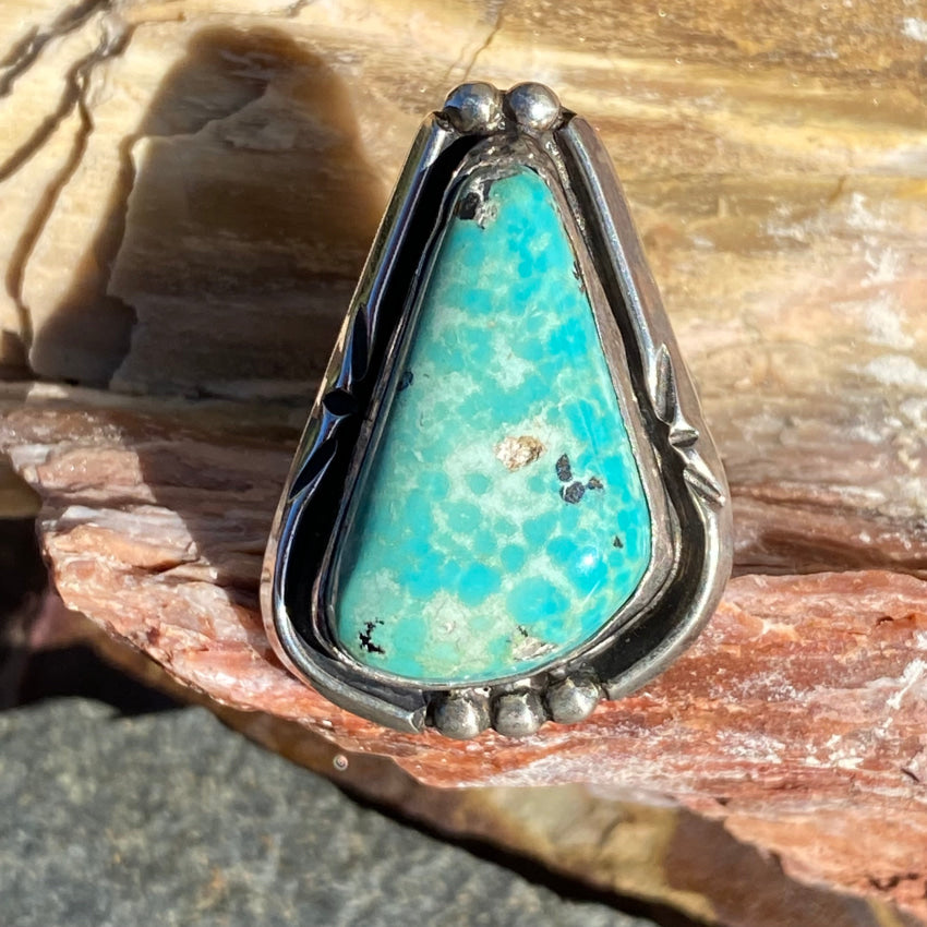 Navajo Sterling Silver Ring Cripple Creek Turquoise 6