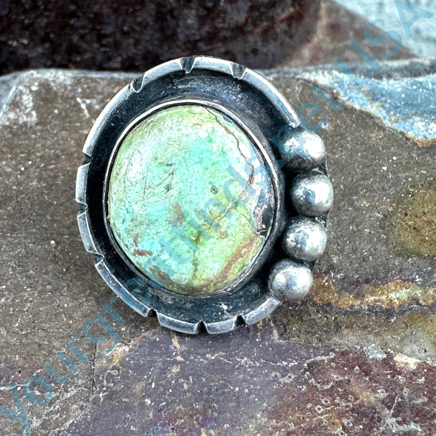 Navajo Sterling Silver Ring Mint Green Turquoise Size 7.5 Ring