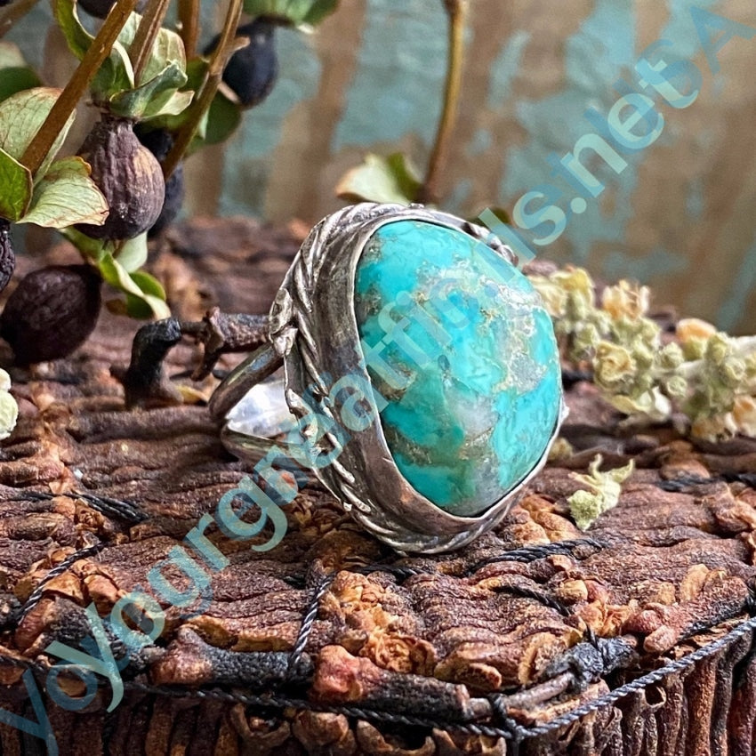 Navajo Sterling Silver Ring Mottled Turquoise Quartz Sz 8 Yourgreatfinds