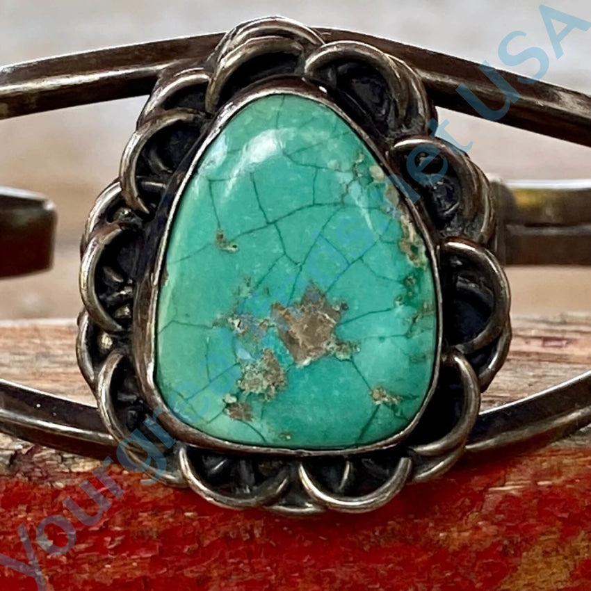 Navajo Sterling Silver Spider Web Turquoise Bracelet