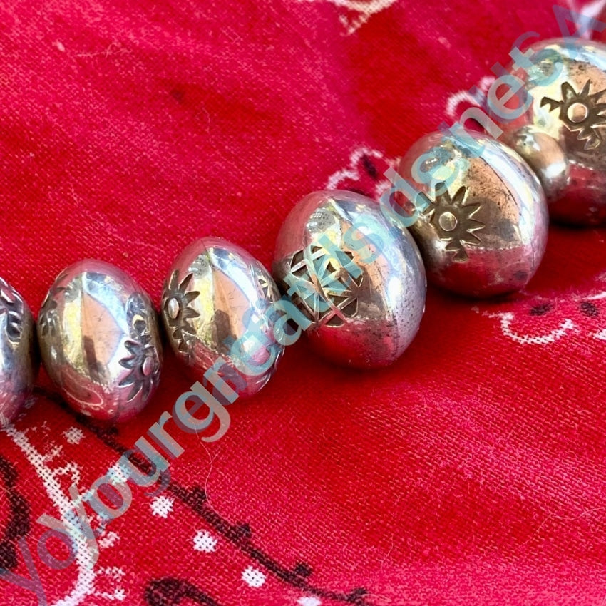Navajo Sterling Silver Stamped Wedding Bead Necklace Yourgreatfinds