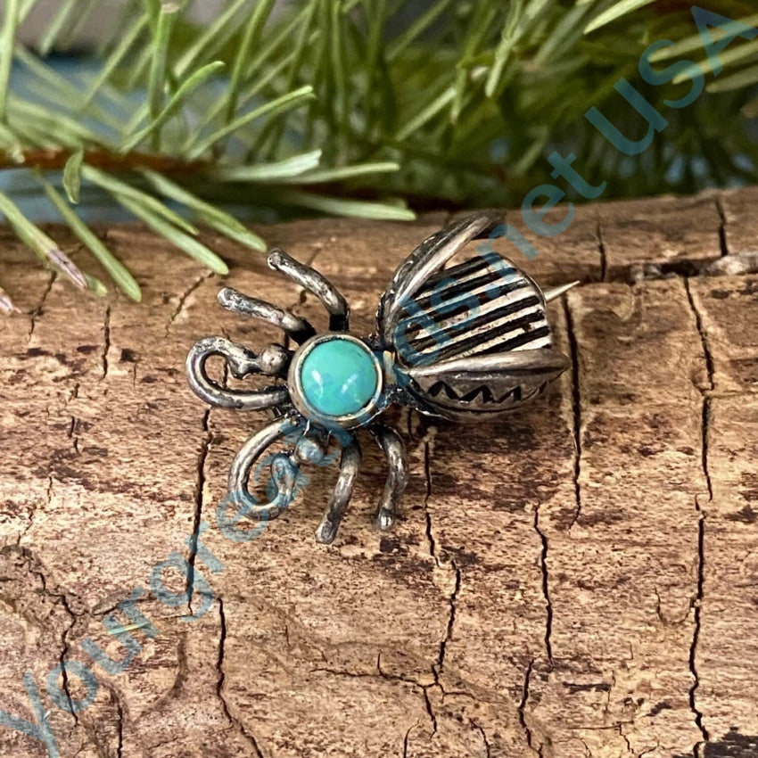Navajo Sterling Silver Turquoise Bug Pin