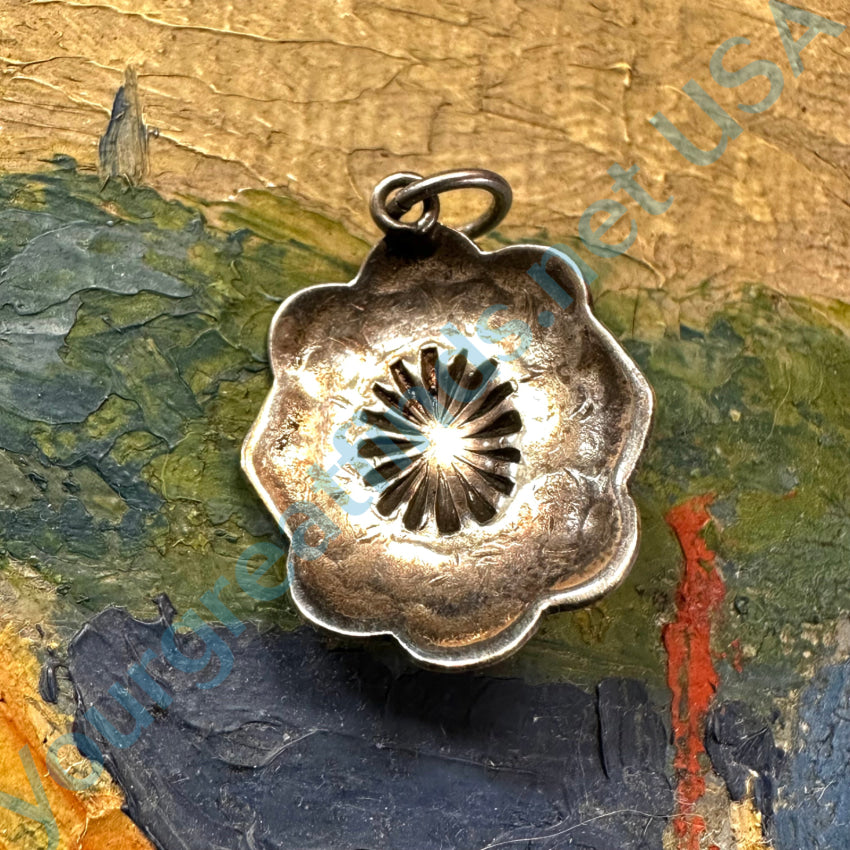 Navajo Sterling Silver Turquoise Concho Pendant Pendant