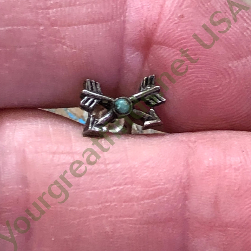 Navajo Sterling Silver & Turquoise Crossed Arrows Single Pierced Post Earring Earring