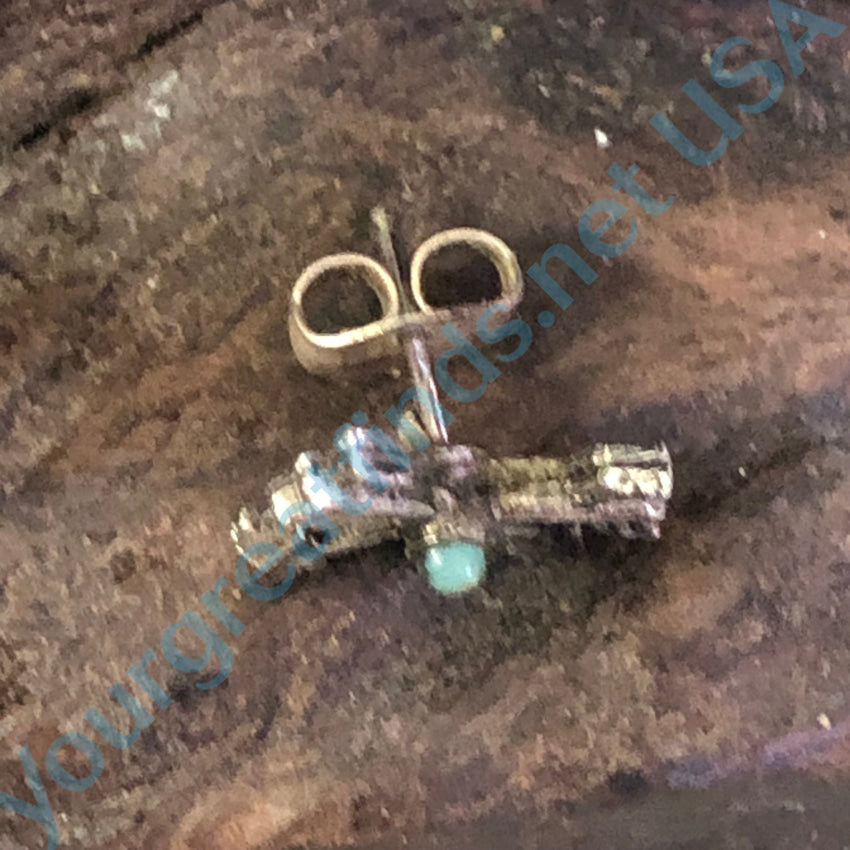 Navajo Sterling Silver & Turquoise Crossed Arrows Single Pierced Post Earring Earring