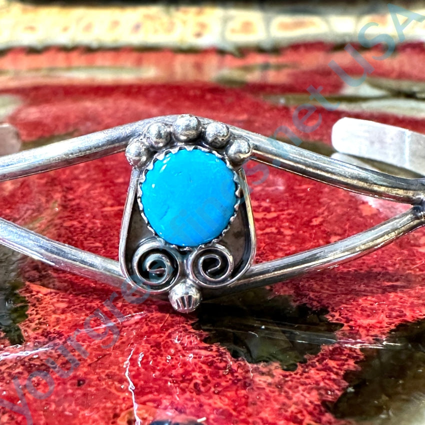 Navajo Sterling Silver Turquoise Cuff Bracelet John Delvin