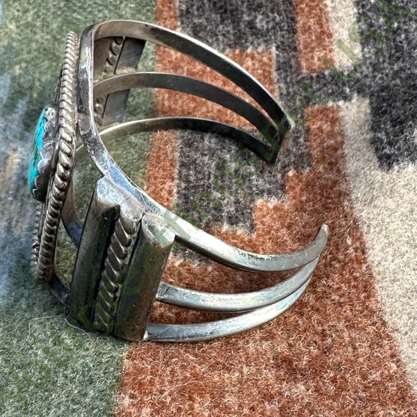 Navajo Sterling Silver Turquoise Flower Bracelet