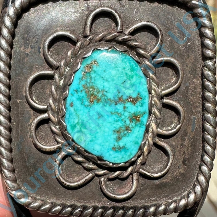 Navajo Sterling Silver Turquoise Flower Bracelet