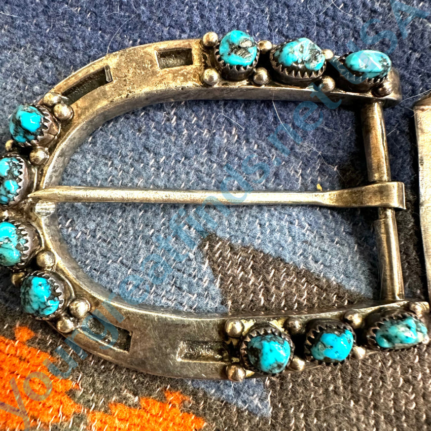 Navajo Sterling Silver Turquoise Horseshoe Ranger Buckle Ls Benally Ranger Buckle Set