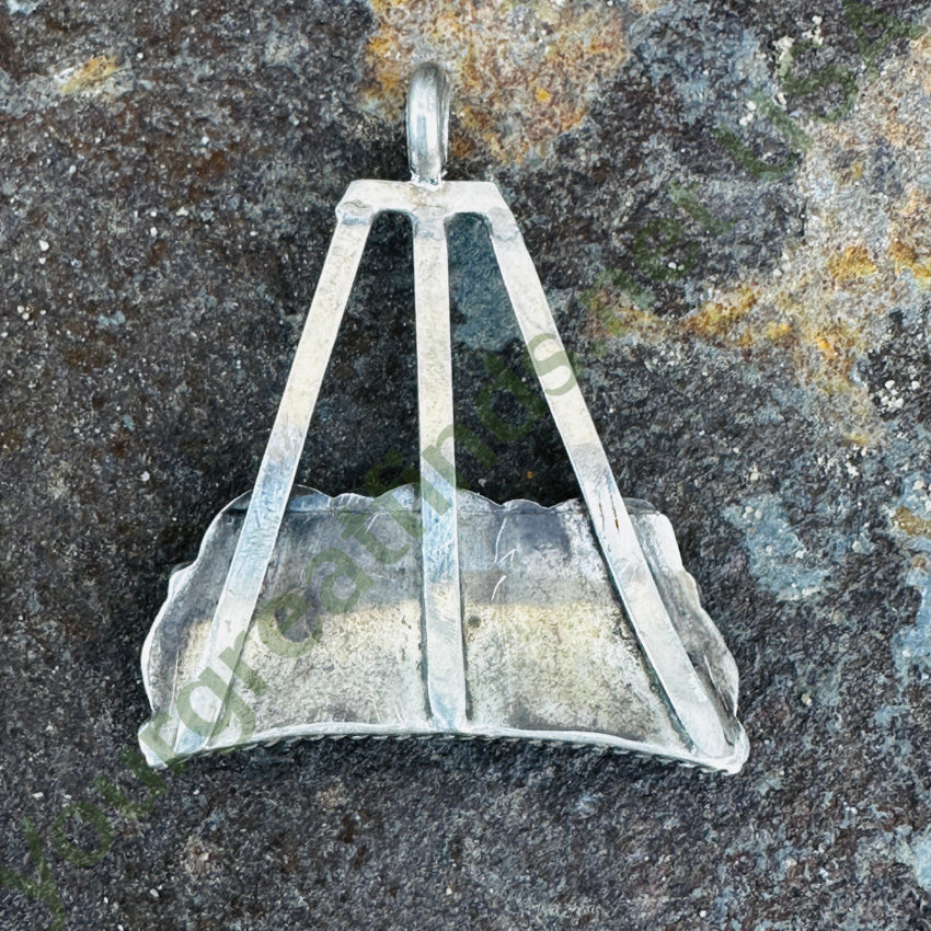 Navajo Sterling Silver & Turquoise Large Pendant Pendants