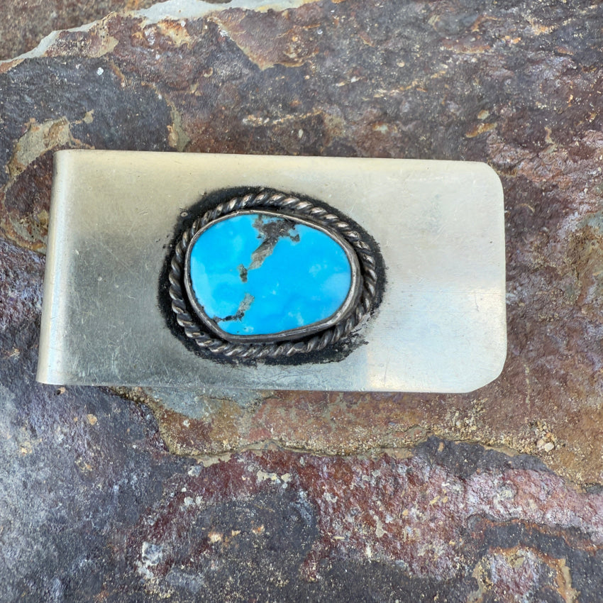 Navajo Sterling Silver & Turquoise Money Clip Money Clip