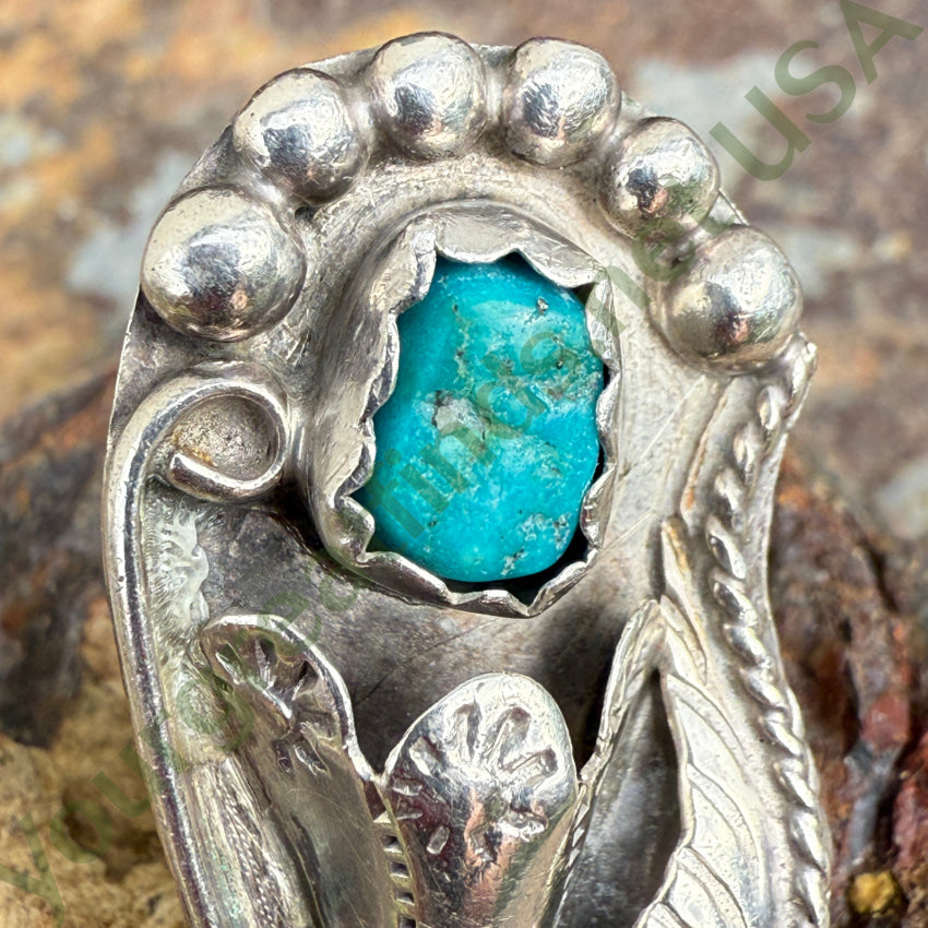 Navajo Sterling Silver Turquoise & Pearl Flower Ring Size 7 1/2 ring