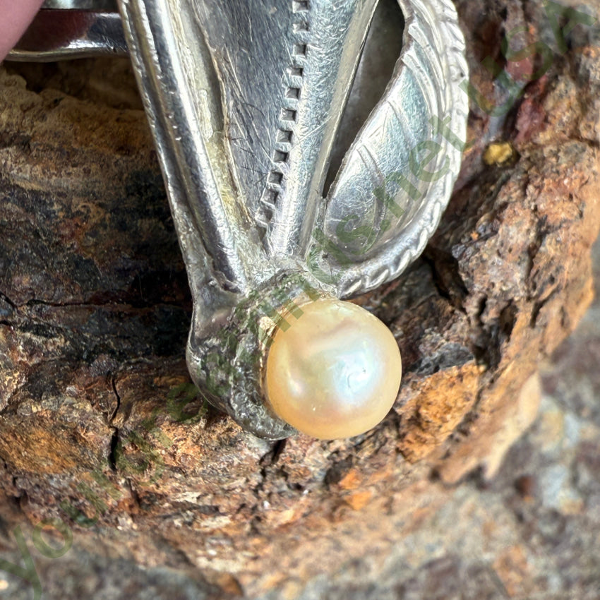 Navajo Sterling Silver Turquoise & Pearl Flower Ring Size 7 1/2 ring