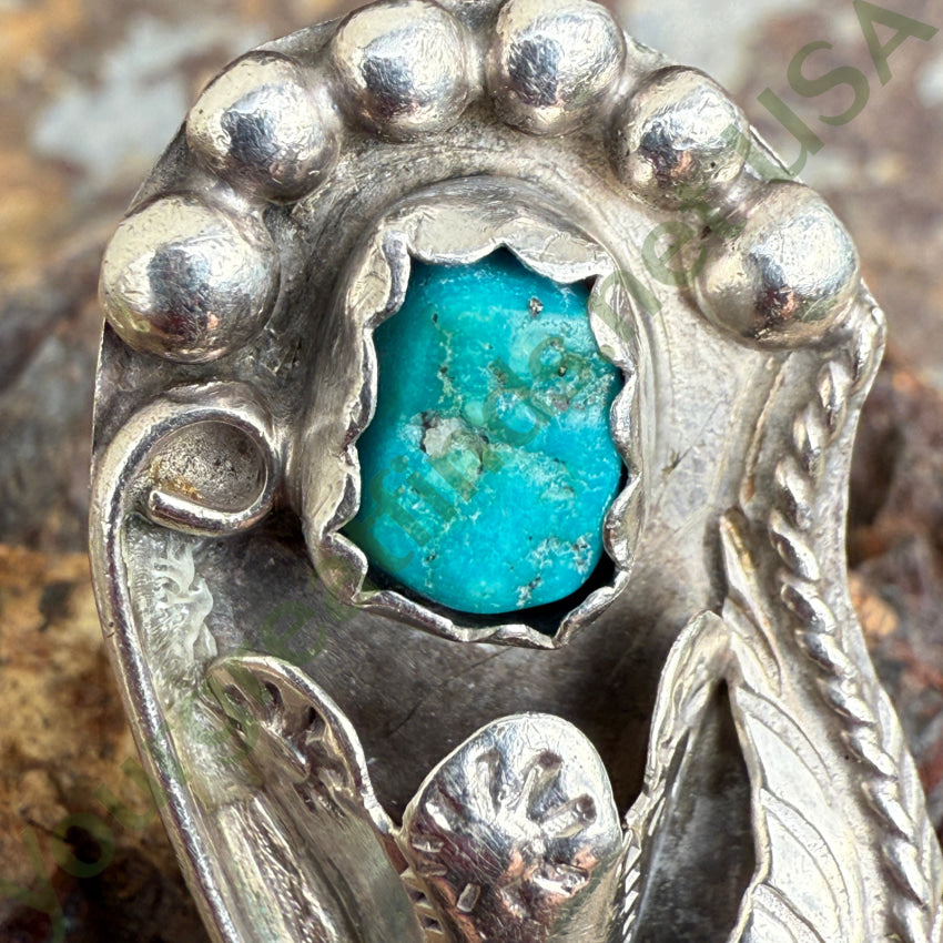 Navajo Sterling Silver Turquoise & Pearl Flower Ring Size 7 1/2 ring