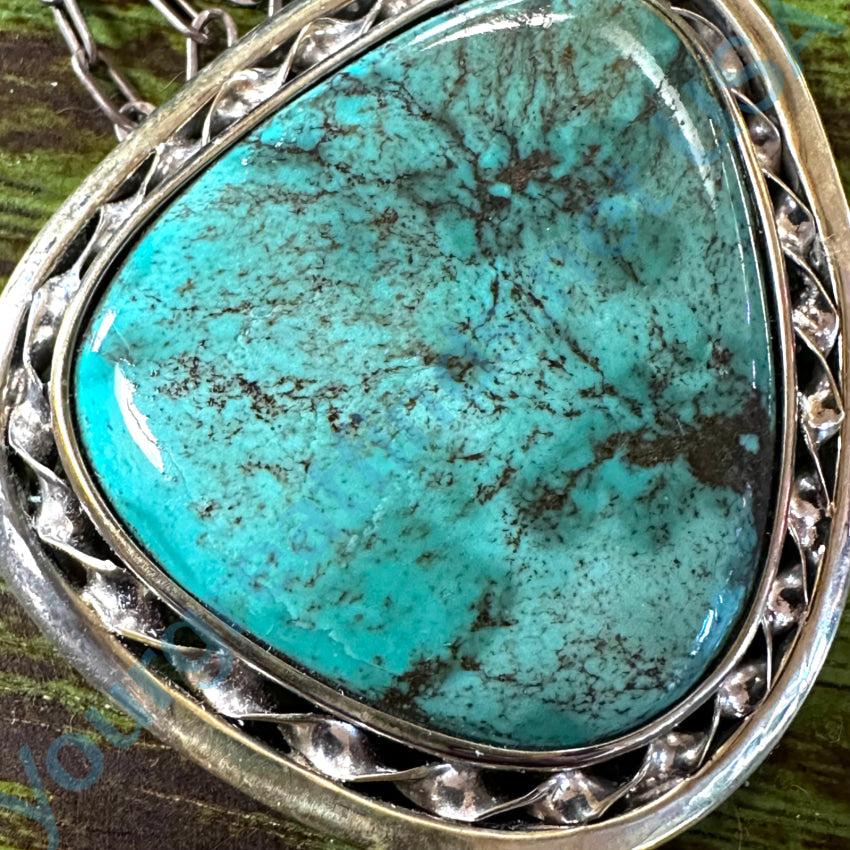 Navajo Sterling Silver & Turquoise Reversible Pendant Necklace Necklace