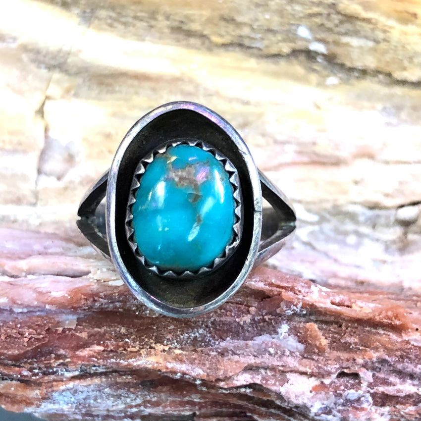 Navajo Sterling Silver & Turquoise Ring Size 6 Ring