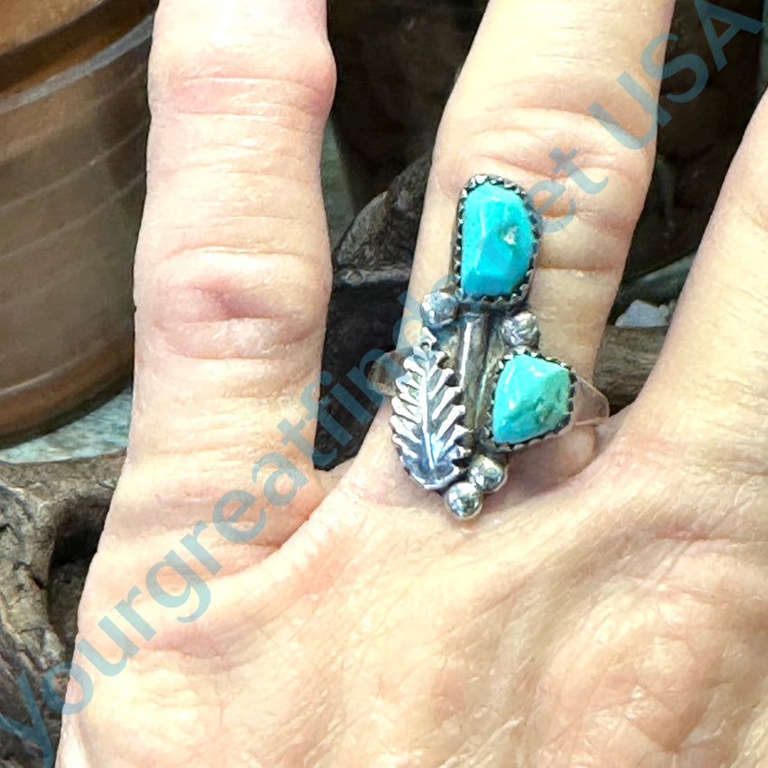 Navajo Sterling Silver & Turquoise Ring Size 8.75