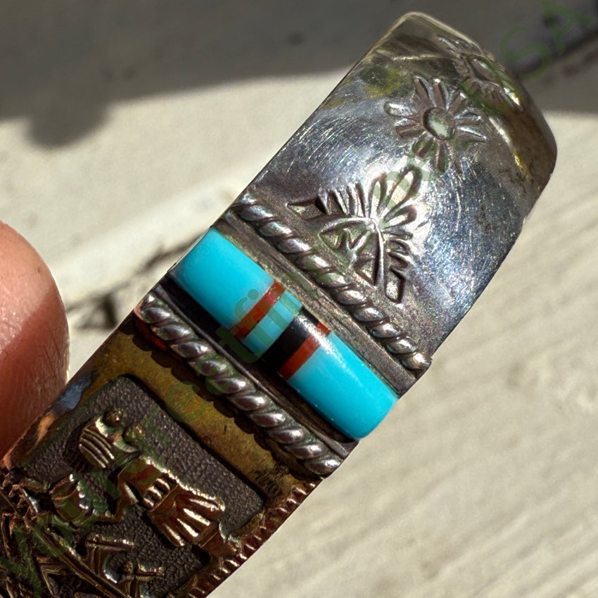 Navajo Storyteller Bracelet 925 12K GF Turquoise Inlay Rany Mahouty bracelet