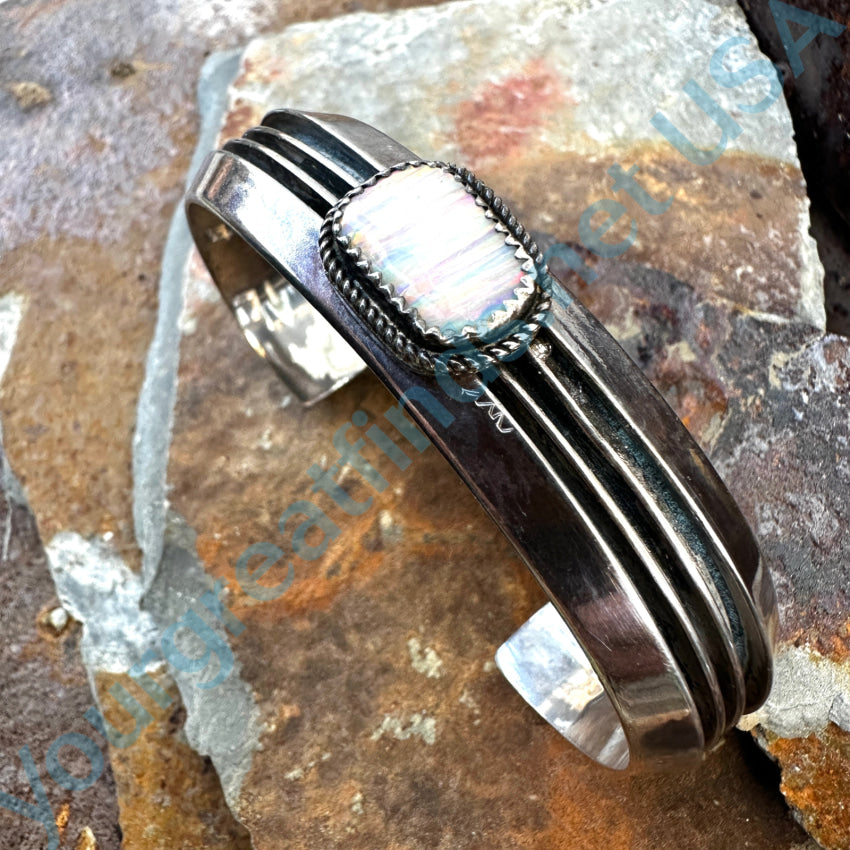 Navajo Tom Hawk Sterling Silver Channel Cuff Bracelet Opal – Yourgreatfinds