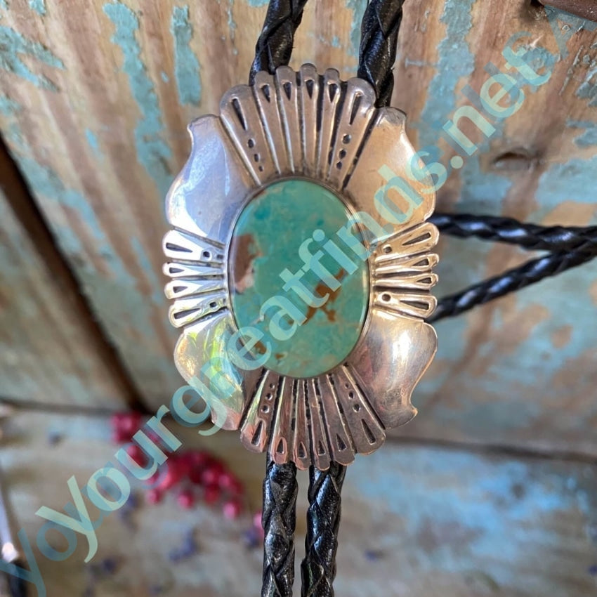 Navajo Tommy Singer Turquoise Sterling SIlver Bolo Tie Yourgreatfinds