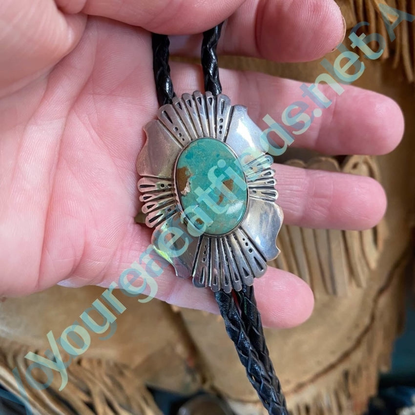 Navajo Tommy Singer Turquoise Sterling SIlver Bolo Tie Yourgreatfinds