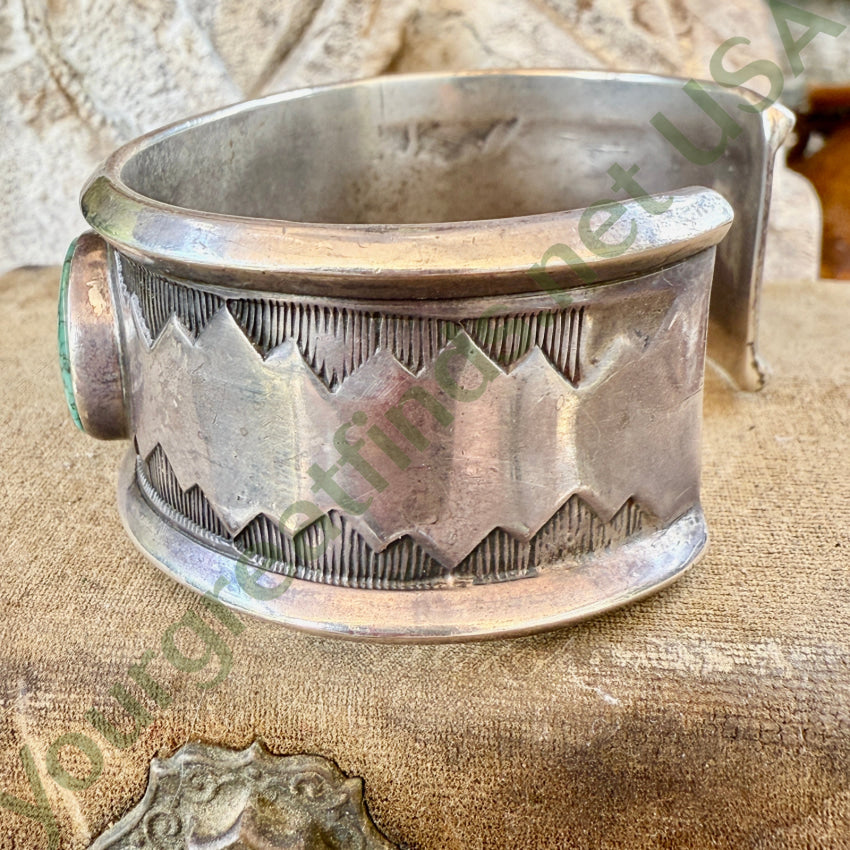 Navajo Triple Stone No. 8 Mine Turquoise Sterling Silver Bracelet bracelet