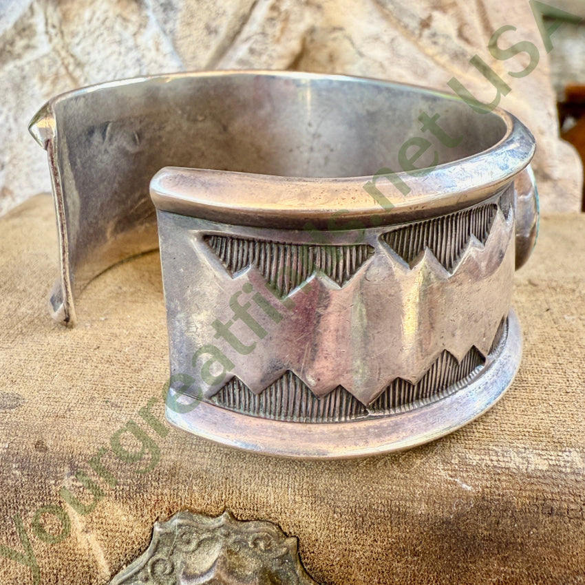 Navajo Triple Stone No. 8 Mine Turquoise Sterling Silver Bracelet bracelet