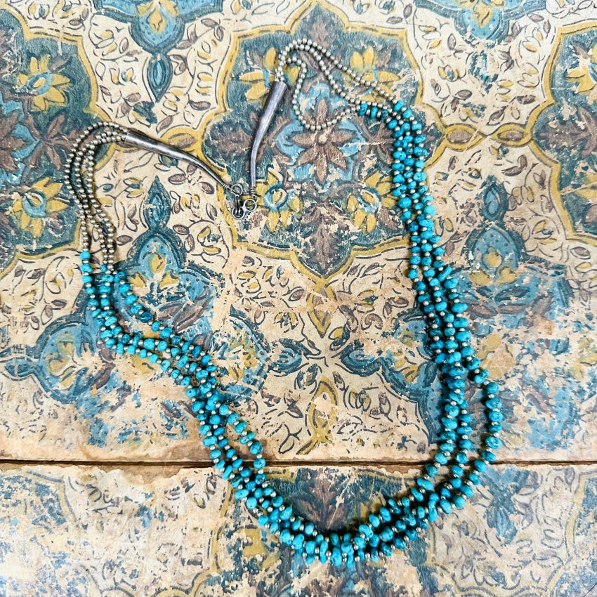 Turquoise Large Bead Necklace Navajo Made - The Crosby Collection Store
