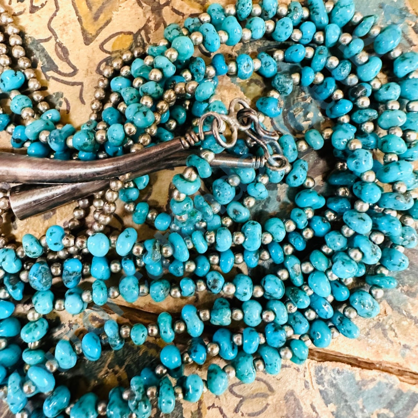 Item #1020B- Handmade Navajo 7 Strand Kingman Turquoise Pen Shell Heishi Beaded  Necklace by EM Teller —Men's and Women's Turquoise Necklaces ~ Native  American Necklaces