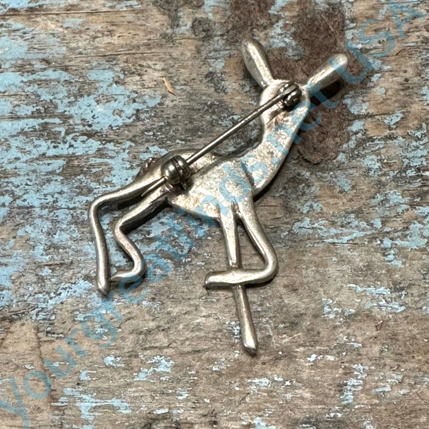 Navajo Tufa Stone Cast Sterling Silver & Turquoise Inlay Deer Pin