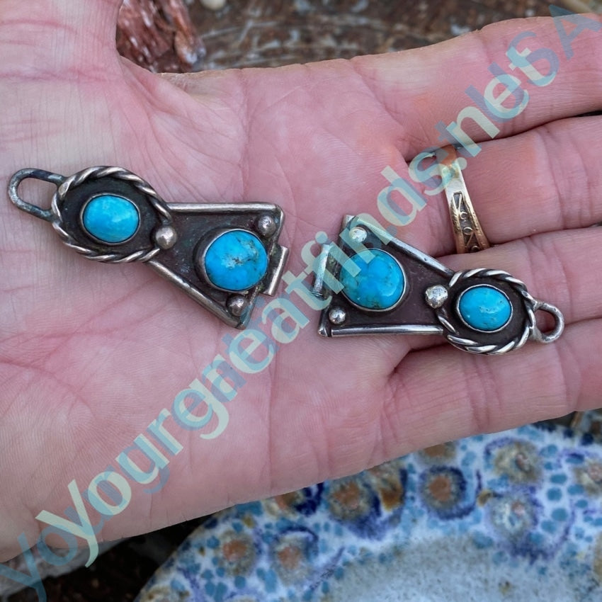 Navajo Turquoise and Sterling Silver Watch Band Plates Yourgreatfinds