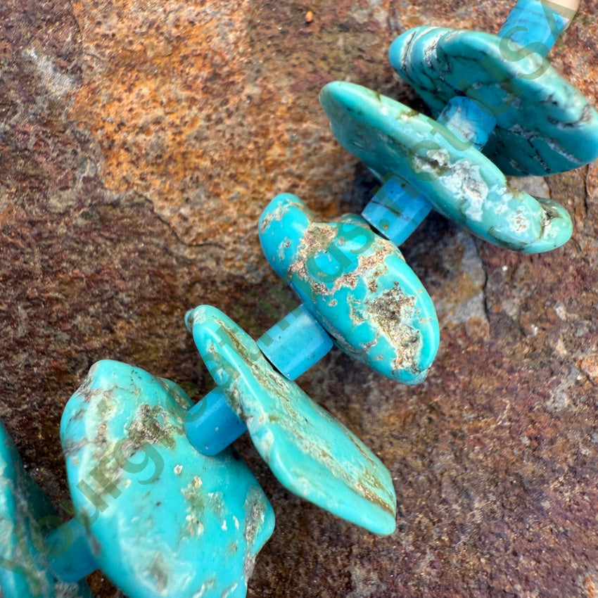 Navajo Turquoise Nugget & Heishi Bead Necklace necklace