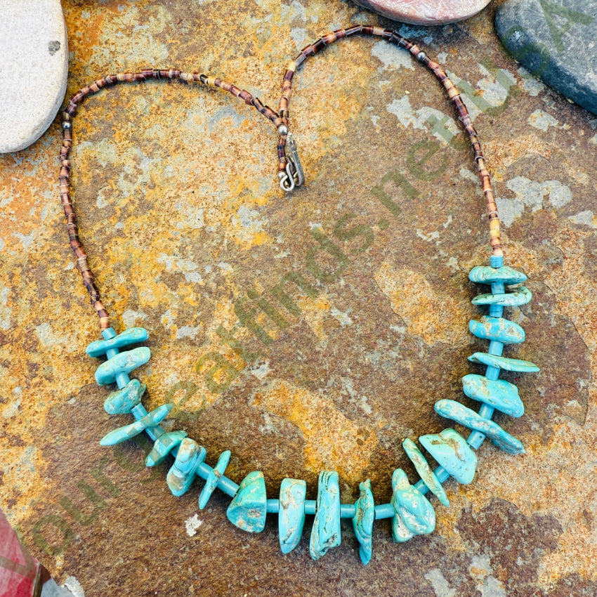 Navajo Turquoise Nugget & Heishi Bead Necklace necklace