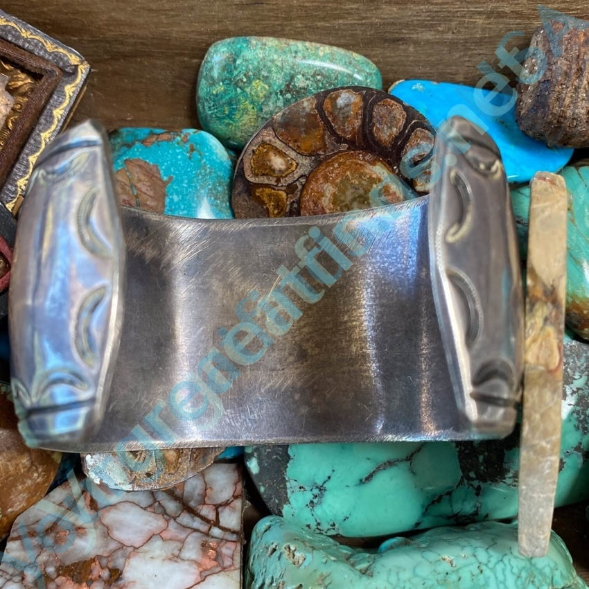 Navajo Turquoise Sterling Silver Shadowbox Bracelet Vintage Yourgreatfinds