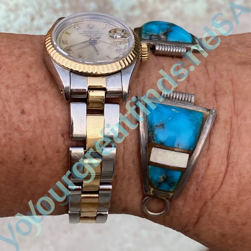 Navajo Watch Band Plates with Dark Blue Turquoise Yourgreatfinds