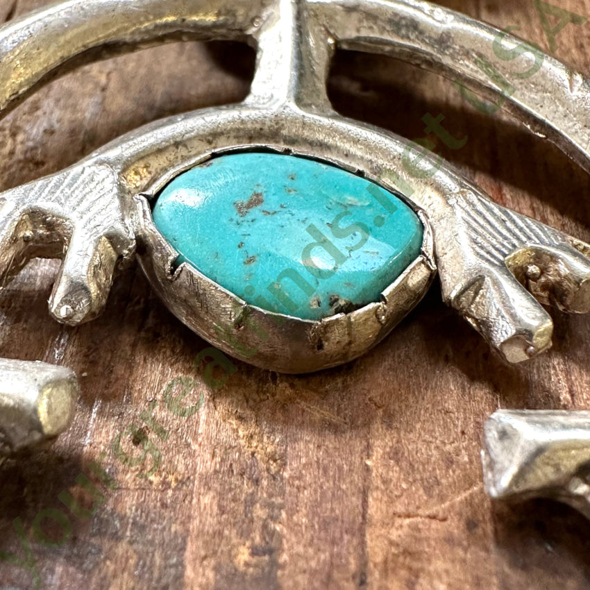 Navajo Yei Naja Squash Blossom Necklace Turquoise Sterling Silver