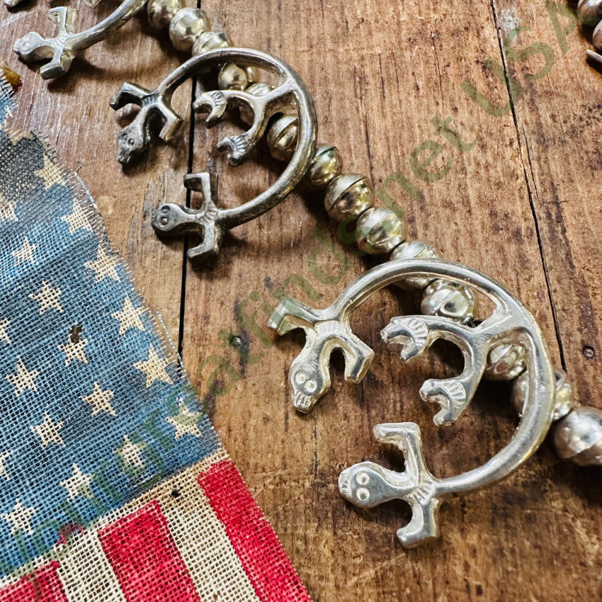 Navajo Yei Naja Squash Blossom Necklace Turquoise Sterling Silver