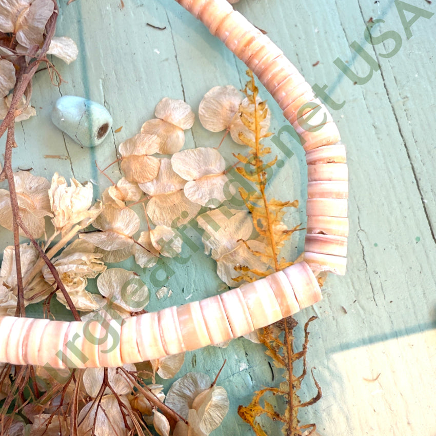 Necklace Vintage Creme White Graduated Heishi Beads necklace