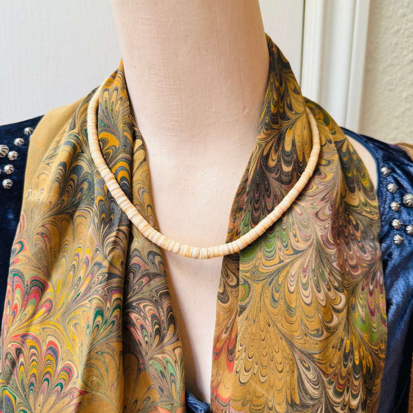 Necklace Vintage Creme White Graduated Heishi Beads necklace