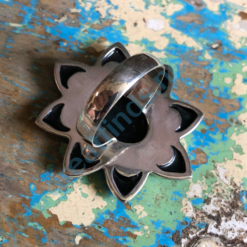 New Old Store Stock Paua Abalone Flower Ring Size 8 Ring