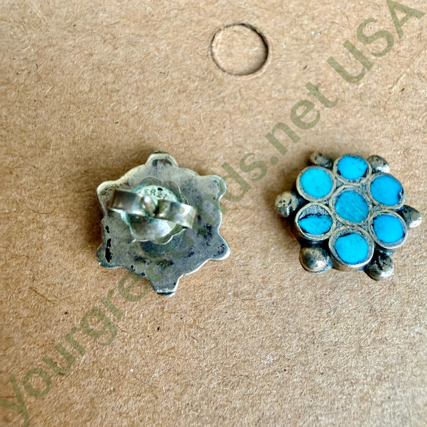 New Old Store Stock Sterling Silver Turquoise Dots Pierced Post Earrings earrings
