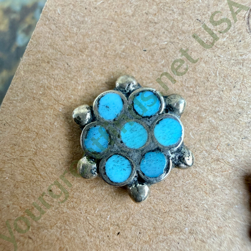 New Old Store Stock Sterling Silver Turquoise Dots Pierced Post Earrings earrings